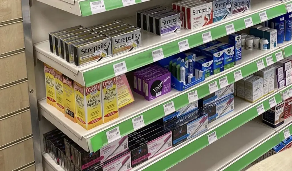 Pharmacy with empty shelves