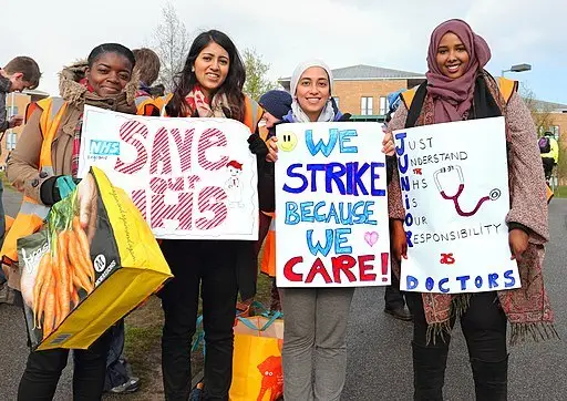 Save our NHS demonstration showing strike action