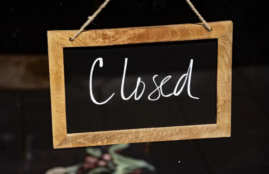 Shop closed sign