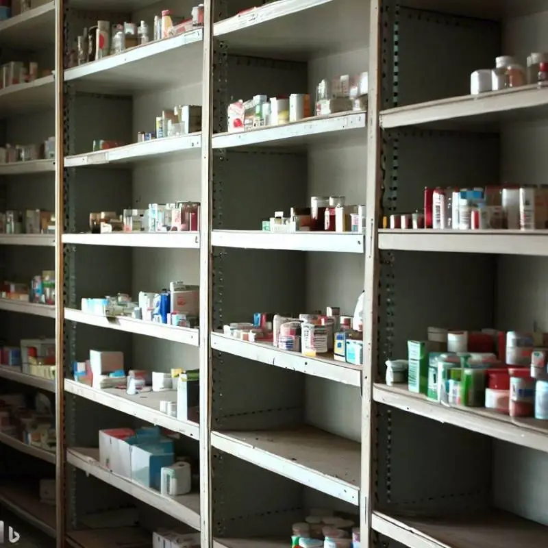 Empty shelves at a pharmacy